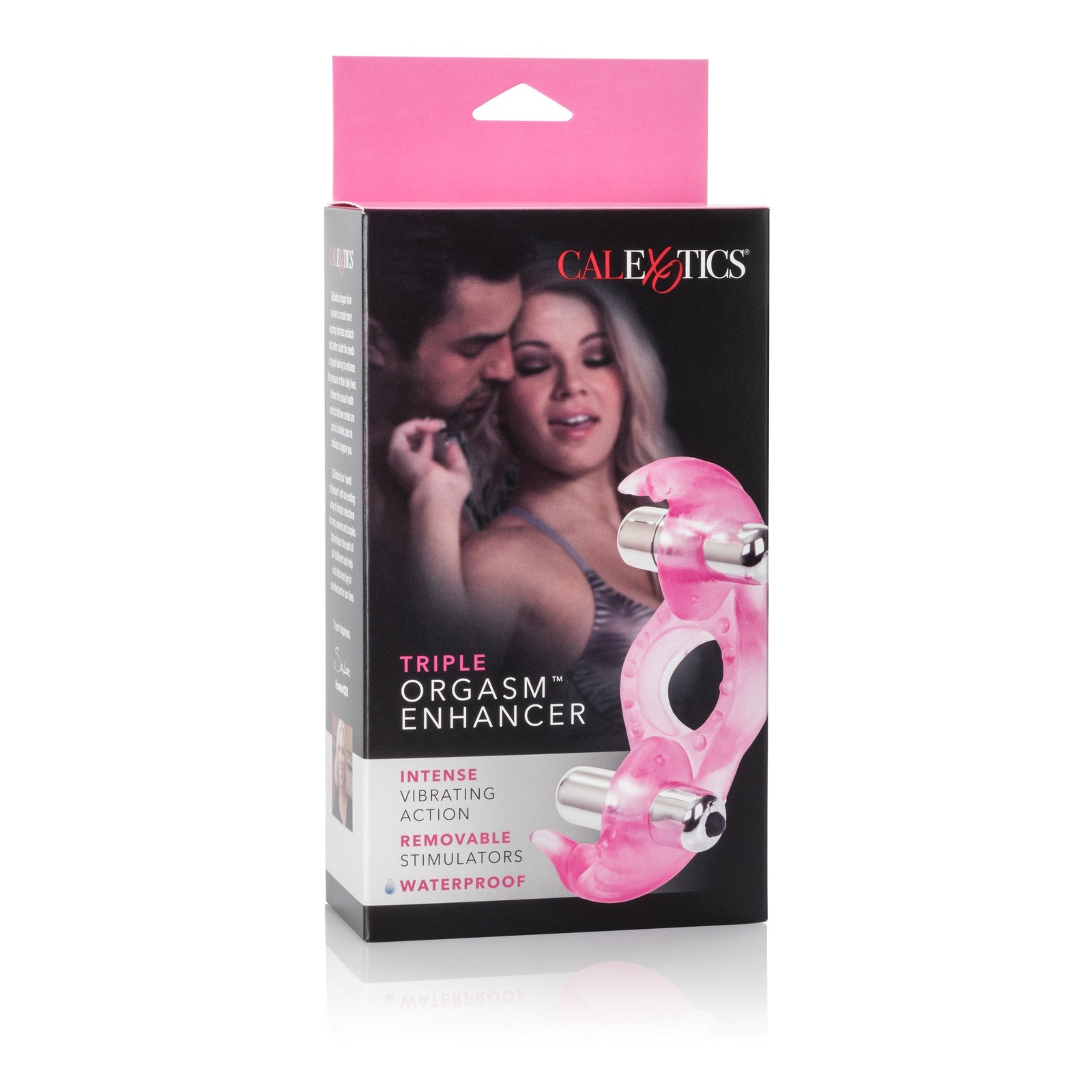 California Exotics - Triple Orgasm Enhancer Vibrating Cock Ring (Pink) - Rubber Cock Ring (Vibration) Non Rechargeable Durio.sg