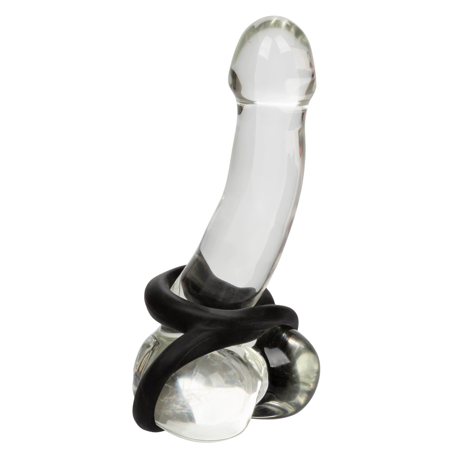 California Exotics - Ultra Soft Crazy 8 Dual Cock Ring (Black) - Rubber Cock Ring (Non Vibration) Durio.sg