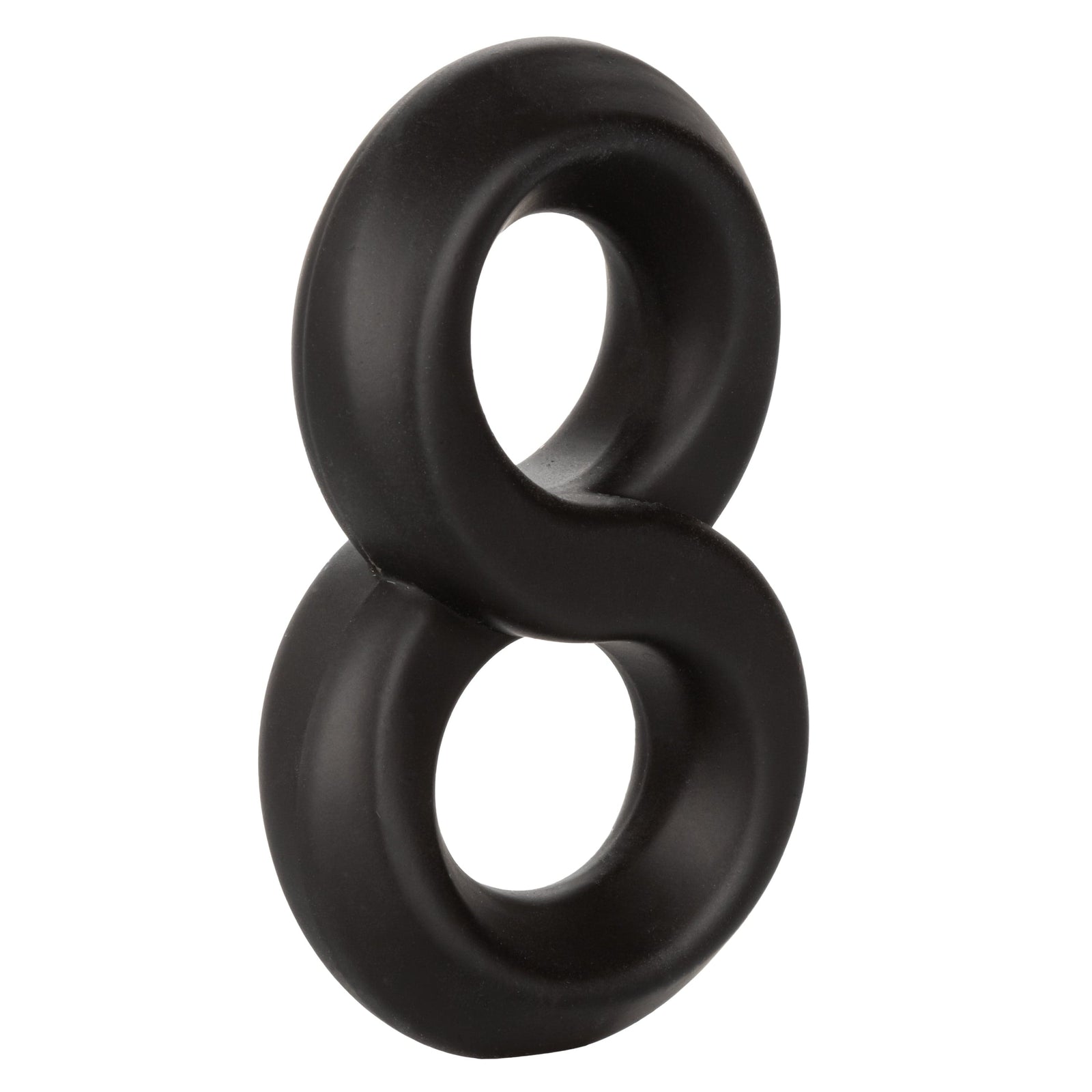 California Exotics - Ultra Soft Crazy 8 Dual Cock Ring (Black) - Rubber Cock Ring (Non Vibration) Durio.sg