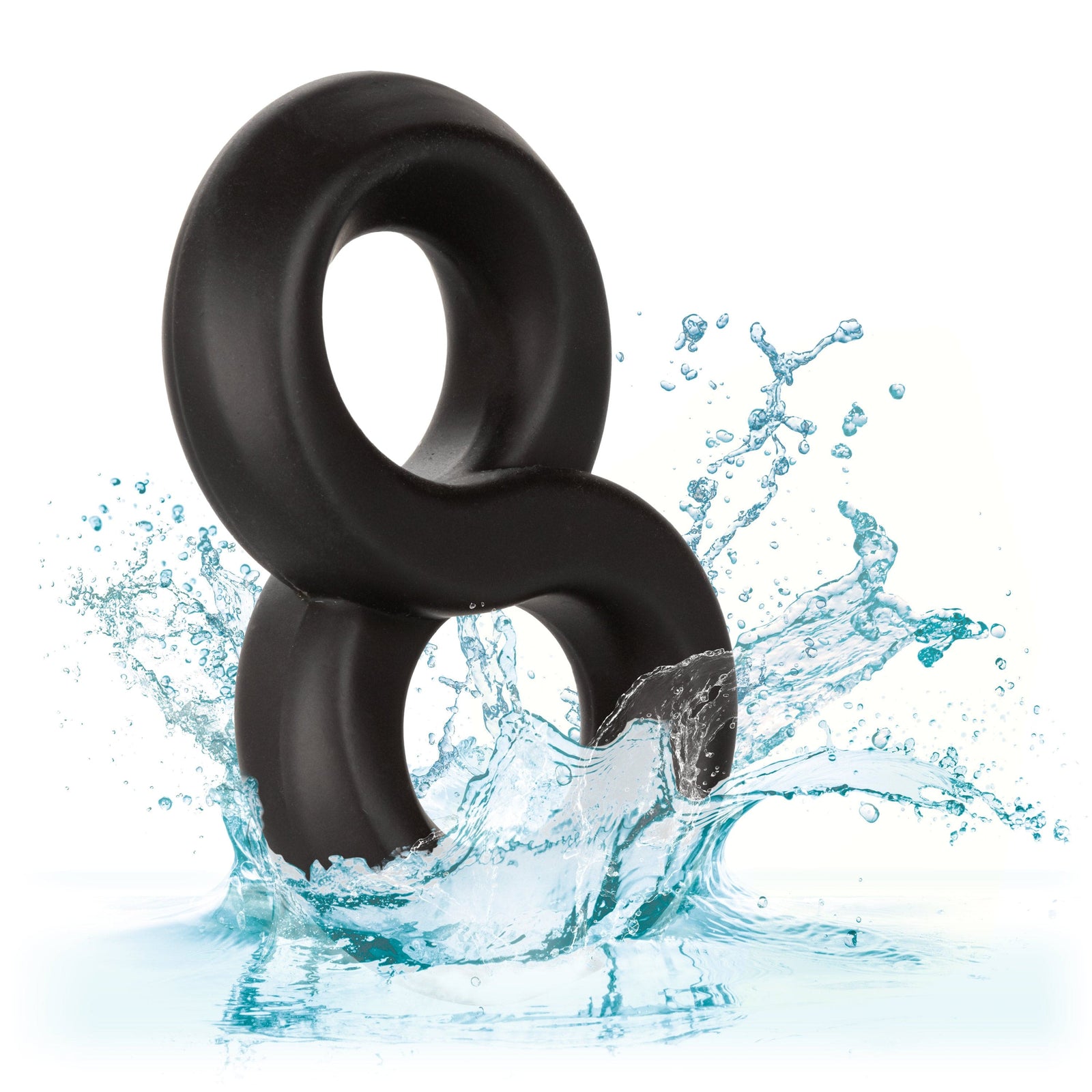 California Exotics - Ultra Soft Crazy 8 Dual Cock Ring (Black) - Rubber Cock Ring (Non Vibration) Durio.sg