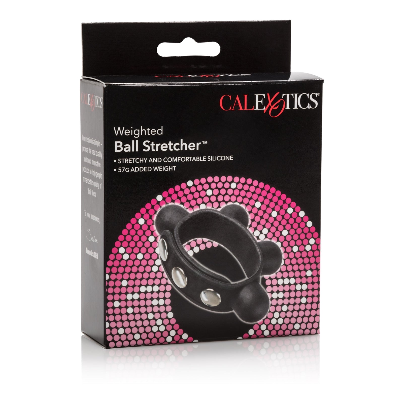 California Exotics - Weighted Ball Stretcher Cock Ring (Black) - Silicone Cock Ring (Non Vibration) Durio.sg