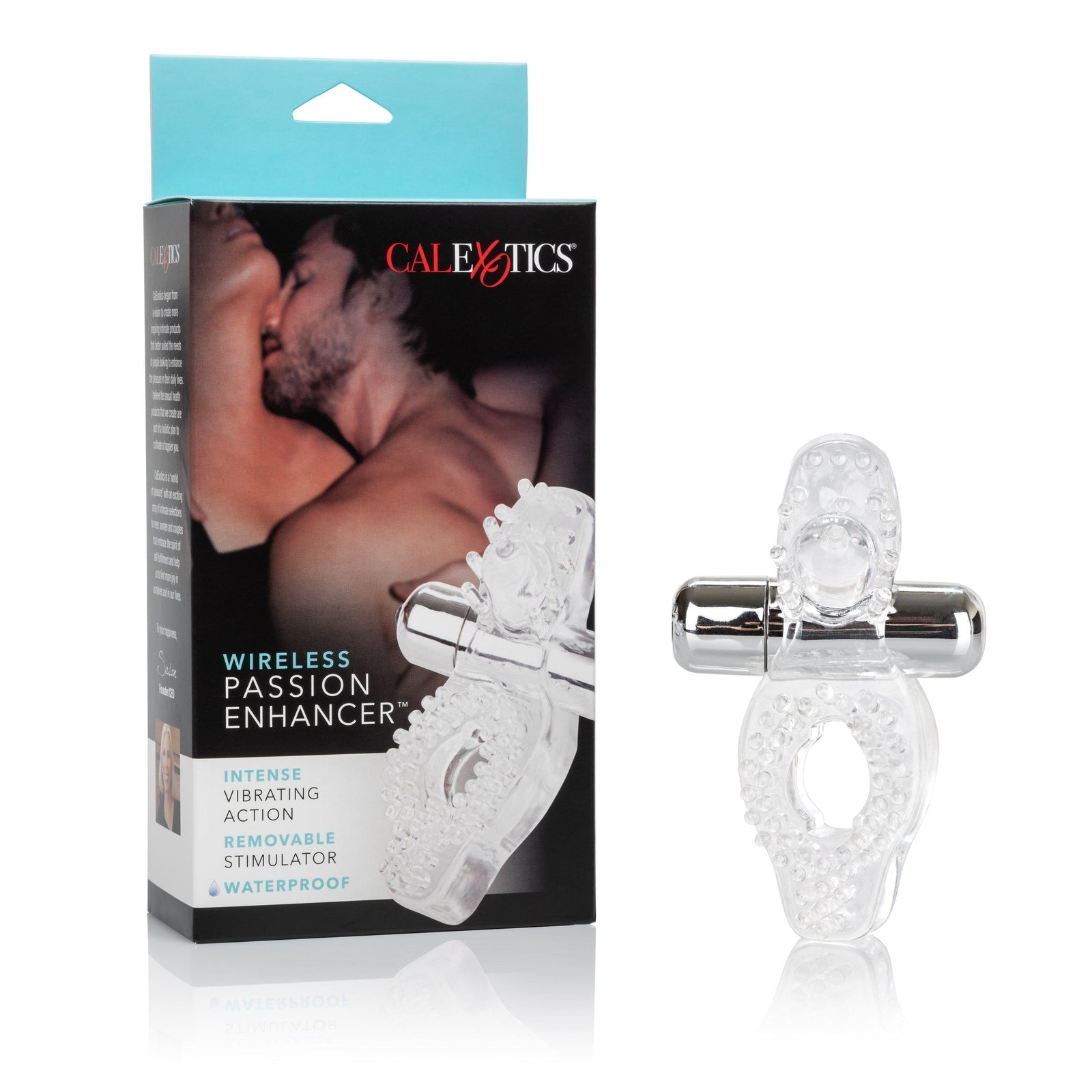 California Exotics - Wireless Passion Enhancer Vibrating Cock Ring (Clear) - Rubber Cock Ring (Vibration) Non Rechargeable Durio.sg