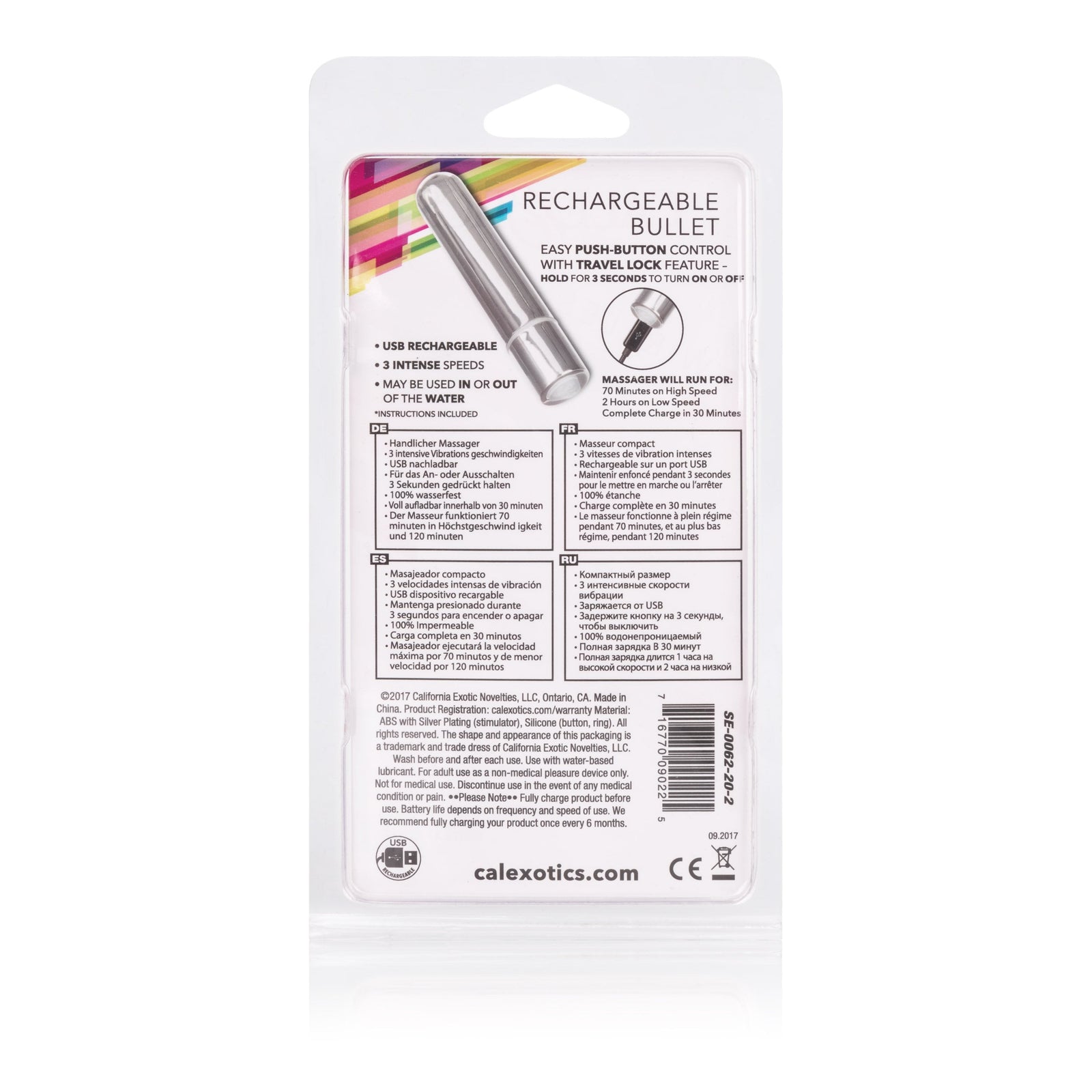 California Exotics - Wireless USB Rechargeable Bullet Vibrator (Silver) - Bullet (Vibration) Rechargeable Durio.sg