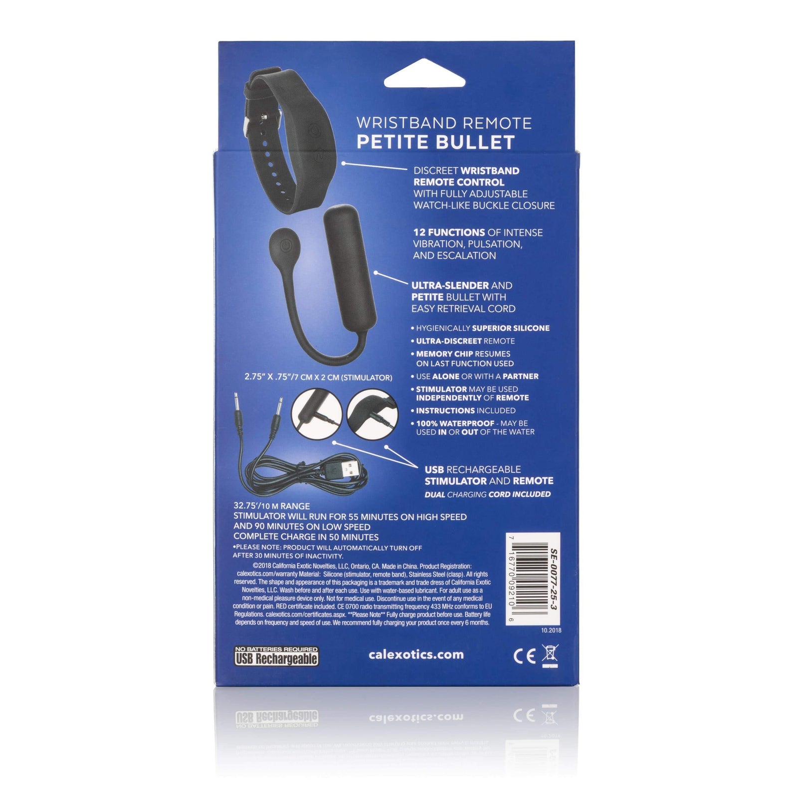 California Exotics - Wristband Remote Petite Bullet Vibrator (Black) - Bullet (Vibration) Rechargeable Durio.sg