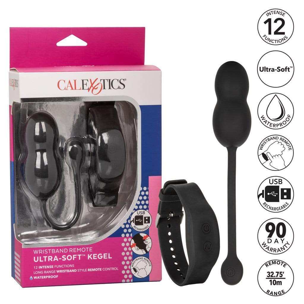 California Exotics - Wristband Remote Ultra Soft Kegel Balls (Black) - Kegel Balls (Vibration) Rechargeable Durio.sg