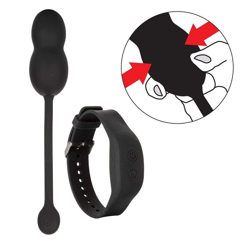 California Exotics - Wristband Remote Ultra Soft Kegel Balls (Black) - Kegel Balls (Vibration) Rechargeable Durio.sg