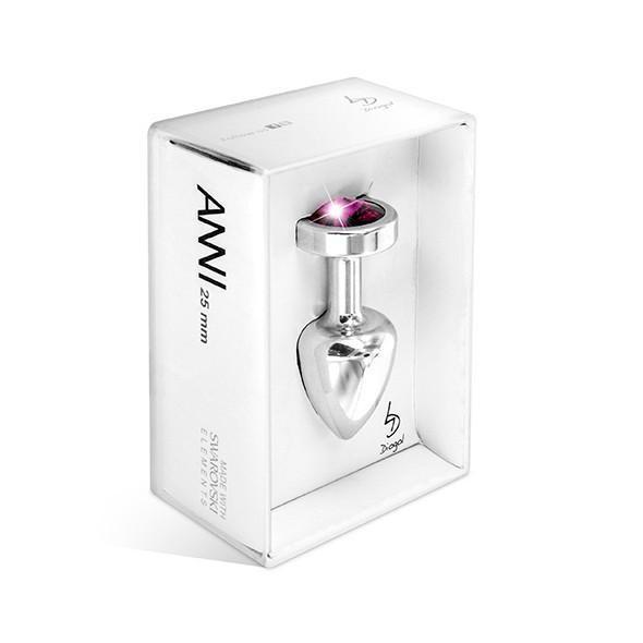 Diogol - Anni Butt Plug Round Silver & Pink 25 mm (Silver) - Metal Anal Plug (Non Vibration) Durio.sg