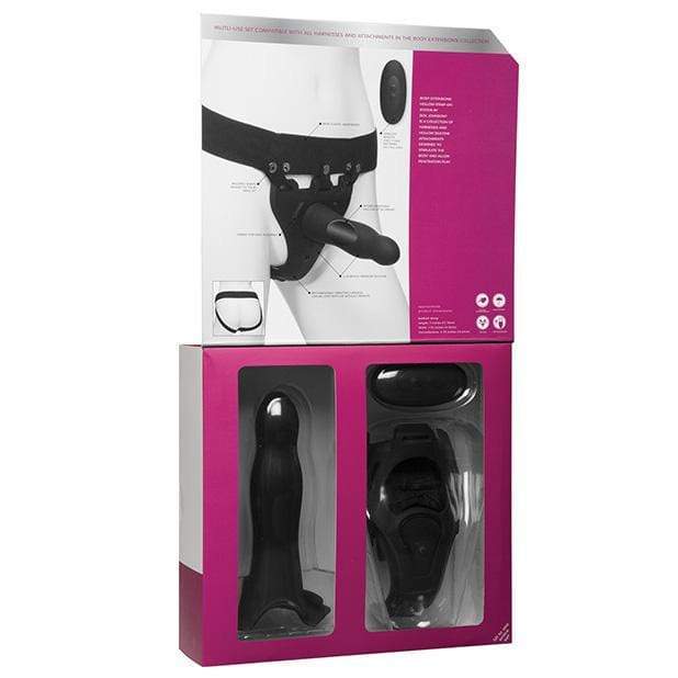 Doc Johnson - Body Extensions Be Aroused Vibrating 2 Piece Strap On Set (Black) - Strap On with Hollow Dildo for Male (Non Vibration) Durio.sg