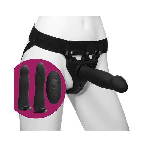Doc Johnson - Body Extensions Be Naughty Vibrating 4 Piece Strap On Set (Black) - Strap On with Hollow Dildo for Male (Non Vibration) Durio.sg