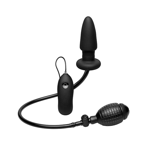 Doc Johnson - Deluxe Wonder Plug Inflatable Vibrating Butt Plug (Black) - Expandable Anal Plug (Vibration) Non Rechargeable Durio.sg