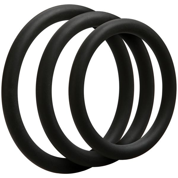 Doc Johnson - Optimale 3 Cock Ring Set Thin (Black) - Silicone Cock Ring (Non Vibration) Durio.sg