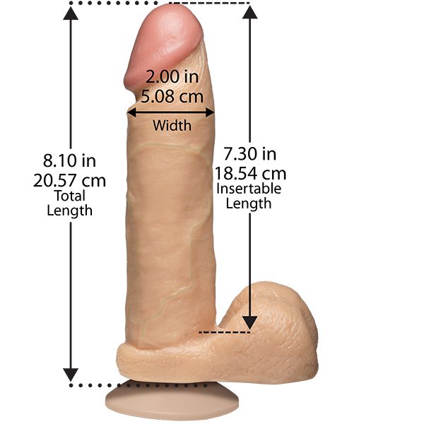 Doc Johnson - The Realistic 8" Cock with Balls (Beige) - Realistic Dildo with suction cup (Non Vibration) Durio.sg