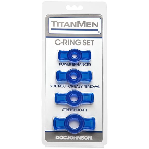Doc Johnson - Titanmen Cock Ring Set (Blue) - Rubber Cock Ring (Non Vibration) Durio.sg