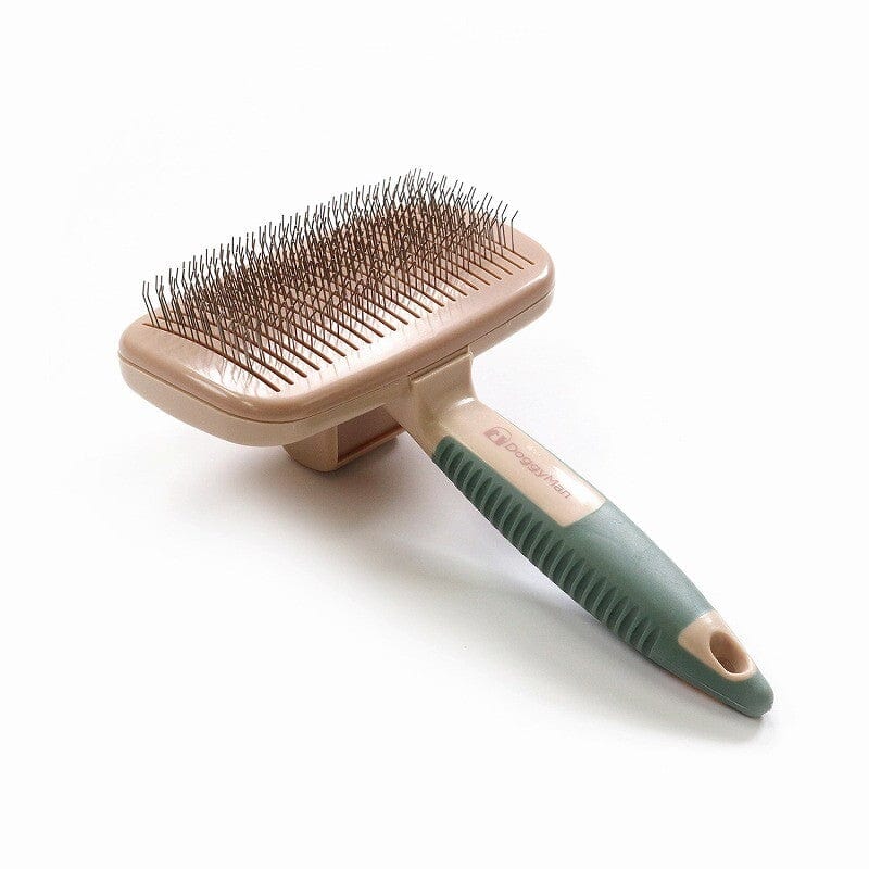 DoggyMan - Hayashi BS Cushion Slicker Brush with Cleaning Function Grooming Pet Brush (Rose Gold) - Pet Brush Durio.sg
