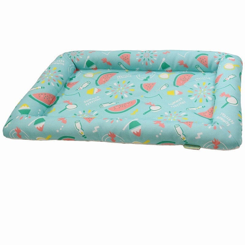 DoggyMan - Hayashi Sarara Feel Edged Summer Festival Water Resistent Pet Bed (Blue) - Pet Bed Durio.sg