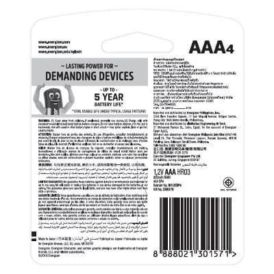 Energizer - Recharge Extreme NH12RP4 Pack of 4 AAA Batteries (800mAh) - Battery Durio.sg