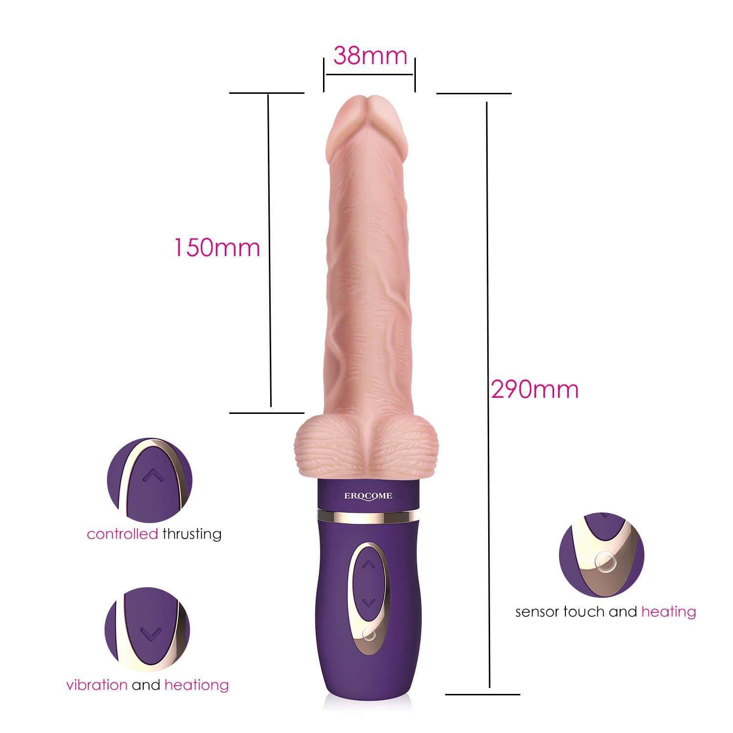 Erocome - Bootes Thrust Heat Realistic Dildo Vibrator (Beige) - Realistic Dildo w/o suction cup (Vibration) Rechargeable Durio.sg