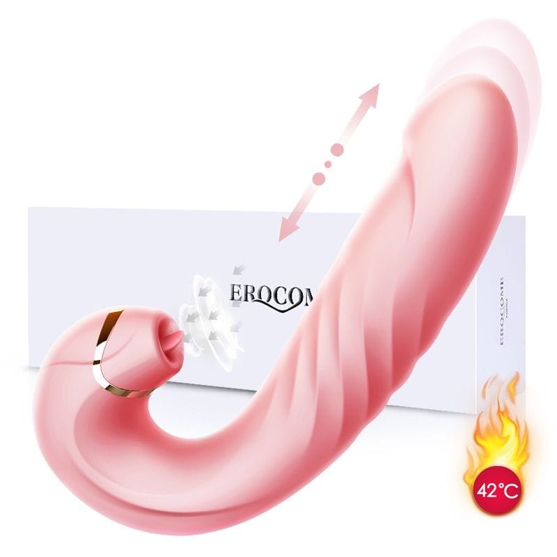 Erocome - Draco Thrusting Vibrating Sucking Heating Dildo (Pink) - G Spot Dildo (Vibration) Rechargeable Durio.sg