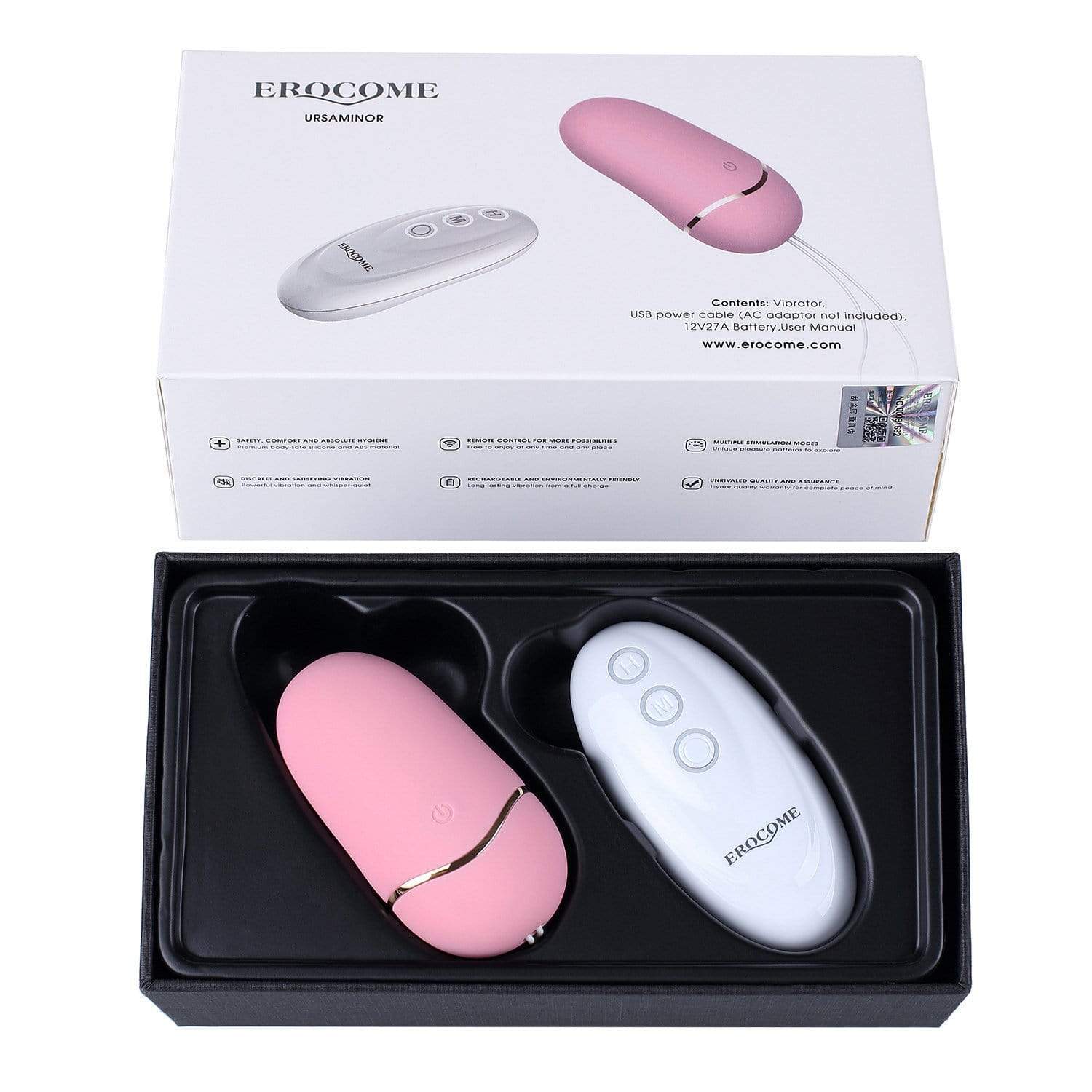 Erocome - UrsaMinor Remote Control Egg Vibrator (Pink) - Wireless Remote Control Egg (Vibration) Rechargeable Durio.sg