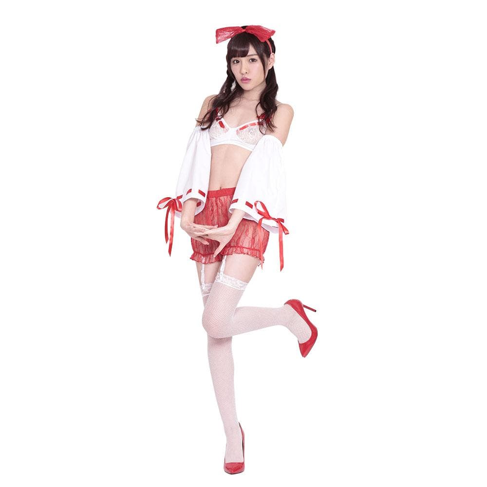 Erox - A Shrine Maiden Seductive Girl Costume (Multi Colour) - Costumes Durio.sg