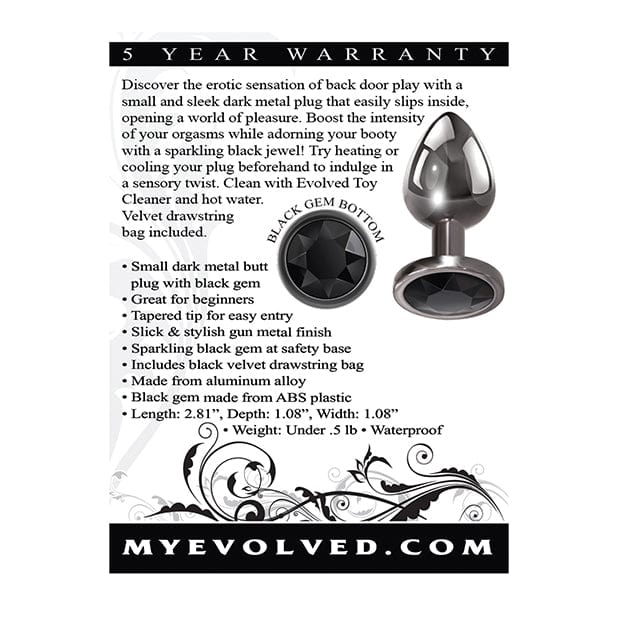 Evolved - Black Gem Metal Anal Plug Small (Silver) - Metal Anal Plug (Non Vibration) Durio.sg