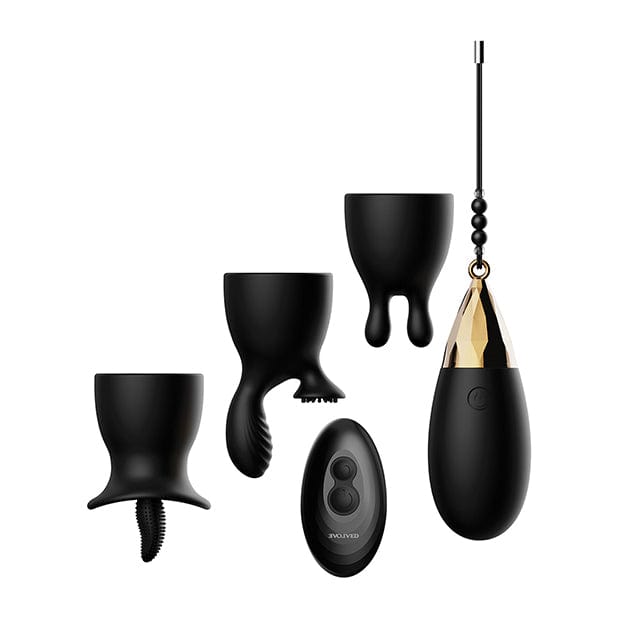 Evolved - Egg Citement Remote Control Rechargeable Egg Massager with Attachments (Black/Gold) - Wireless Remote Control Egg (Vibration) Rechargeable Durio.sg