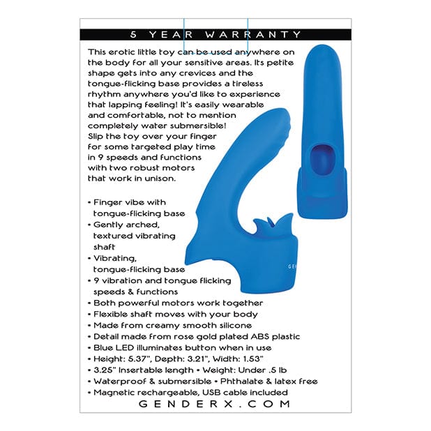 Evolved - Gender X Flick It Finger Vibrator Clit Massager (Blue) - Clit Massager (Vibration) Rechargeable Durio.sg