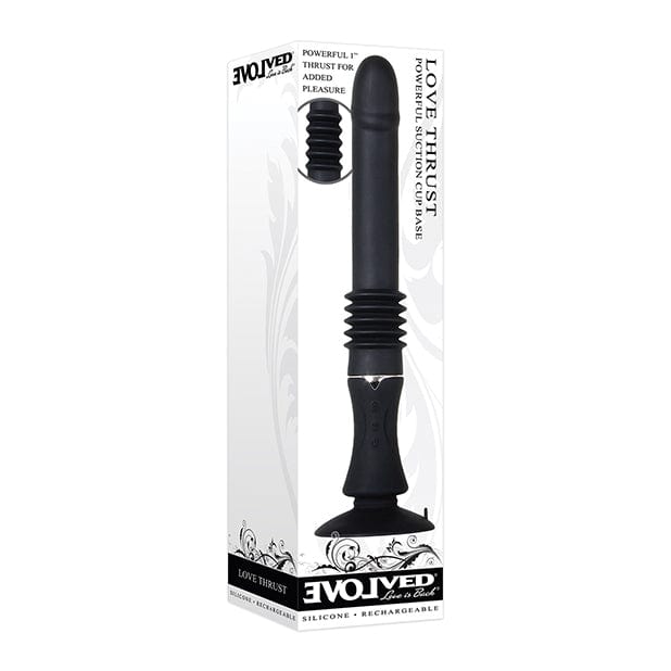 Evolved - Love Thrust Powerful Suction Cup Sex Machine Thrusting Dildo (Black) - G Spot Dildo (Vibration) Rechargeable Durio.sg