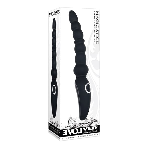 Evolved - Magic Stick Beaded Vibrator Anal Beads (Black) - Anal Beads (Vibration) Rechargeable Durio.sg