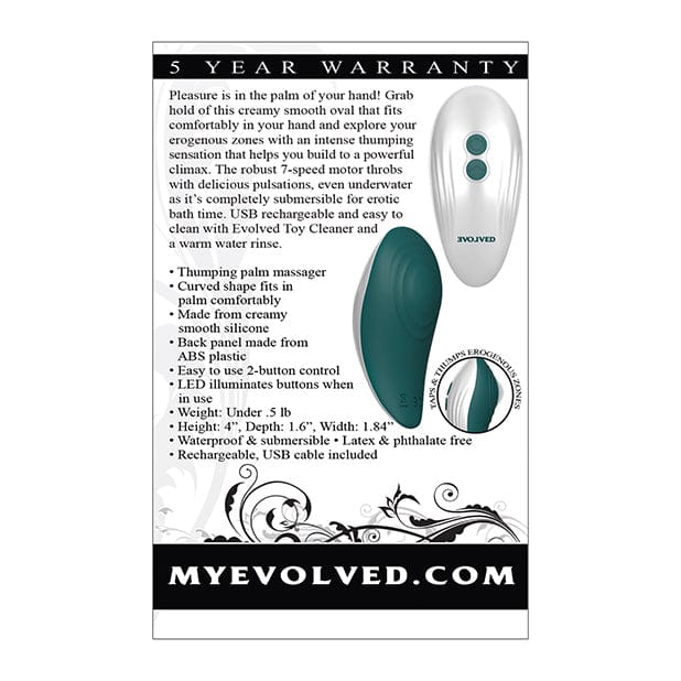 Evolved - Palm Pleasure Rechargeable Clit Massager (Teal) - Clit Massager (Vibration) Rechargeable Durio.sg