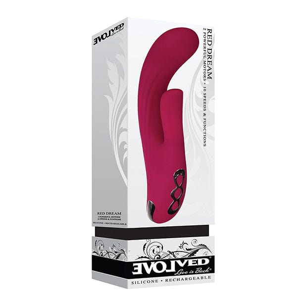 Evolved - Red Dream Dual Stimulator Rabbit Vibrator (Burgundy) - Rabbit Dildo (Vibration) Rechargeable Durio.sg