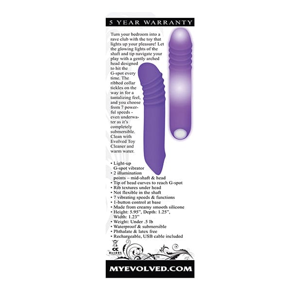 Evolved - The G Rave Light Up Rechargeable G Spot Vibrator (Purple) - G Spot Dildo (Vibration) Rechargeable Durio.sg