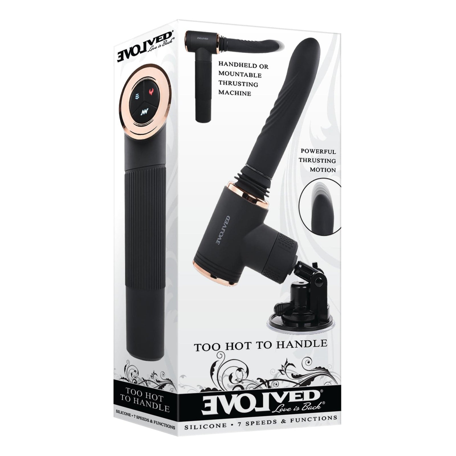 Evolved - Too Hot to Handle Mountable Thrusting Sex Machine (Black) - Non Realistic Dildo w/o suction cup (Vibration) Rechargeable Durio.sg