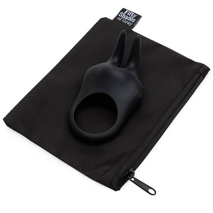 Fifty Shades of Grey - Sensation Rechargeable Vibrating Rabbit Love Ring (Black) - Silicone Cock Ring (Vibration) Rechargeable Durio.sg