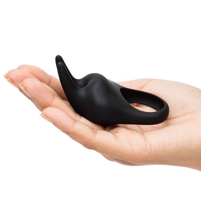 Fifty Shades of Grey - Sensation Rechargeable Vibrating Rabbit Love Ring (Black) - Silicone Cock Ring (Vibration) Rechargeable Durio.sg