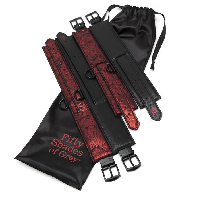 Fifty Shades of Grey - Sweet Anticipation Under Mattress Restraint Set BDSM (Red) - Bed Restraint Durio.sg