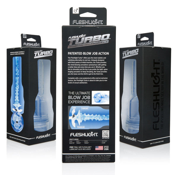 Fleshlight - Turbo Thrust Blue Ice Masturbator (Blue) - Masturbator Mouth (Non Vibration) Durio.sg