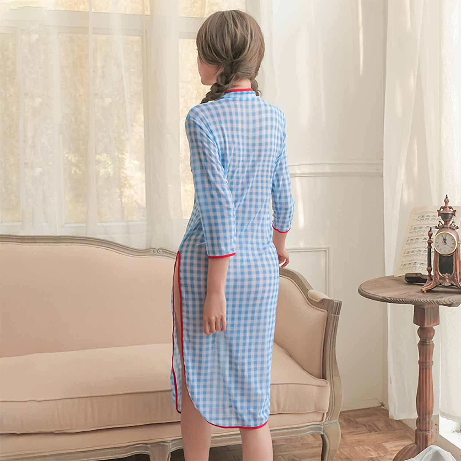 Garden - Cutie China Cheong Sam Dress Costume (Blue) - Costumes Durio.sg