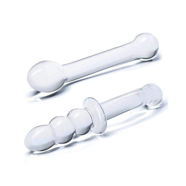 Glas - 2 pc G Spot Pleasure Glass Dildo Set (Clear) - Glass Dildo (Non Vibration) Durio.sg