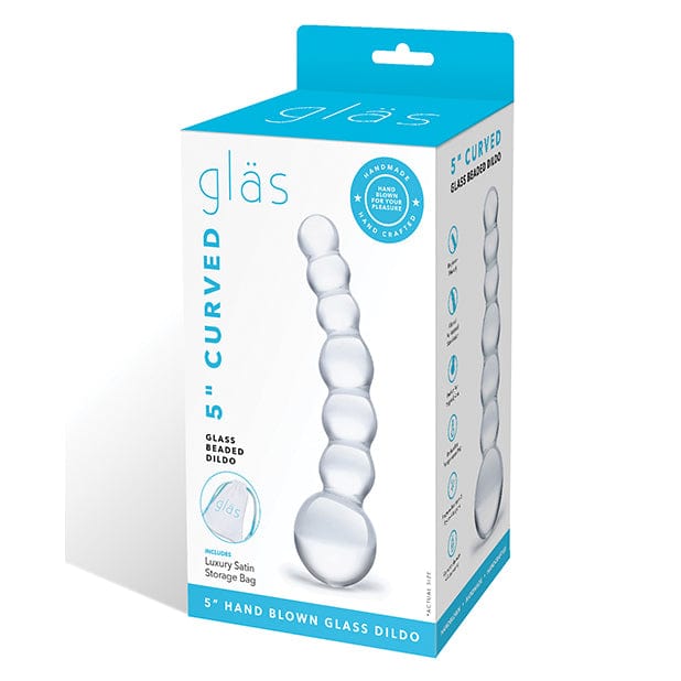 Glas - Curved Glass Beaded Hand Blown Glass Dildo 5" (Clear) - Glass Dildo (Non Vibration) Durio.sg