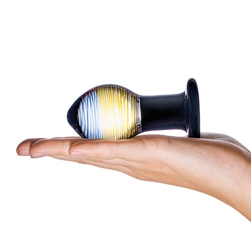 Glas - Galileo Hand Blown Glass Butt Plug 3.5" (Black/Clear) - Glass Anal Plug (Non Vibration) Durio.sg