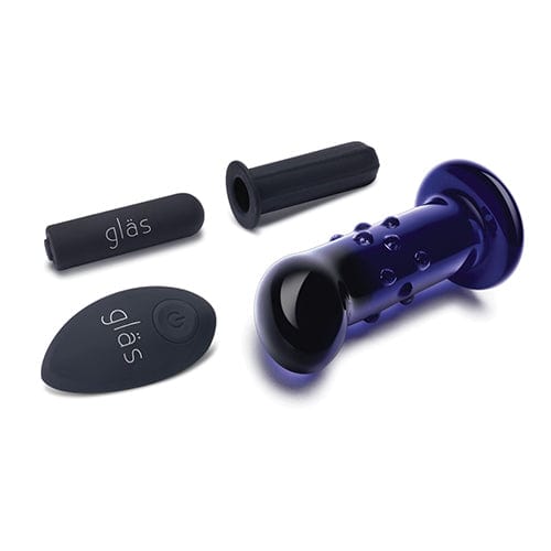 Glas - Remote Control Rechargeable Vibrating Glass Dotted G Spot P Spot Plug 4" (Blue) - Glass Anal Plug (Vibration) Rechargeable Durio.sg