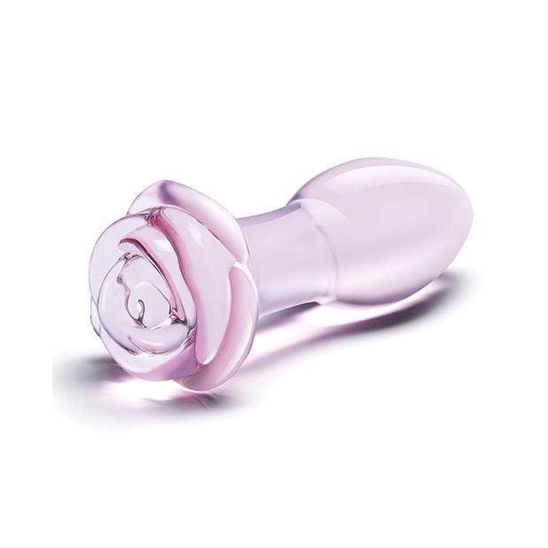 Glas - Rosebud Glass Butt Plug 5" (Pink) - Glass Anal Plug (Non Vibration) Durio.sg