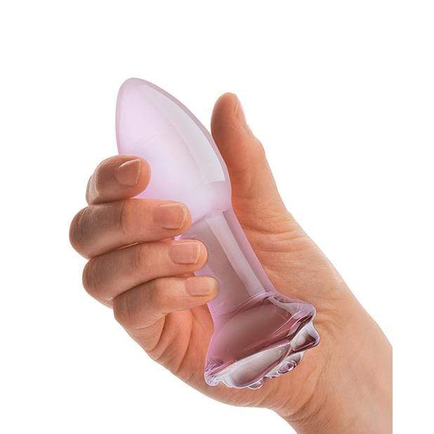 Glas - Rosebud Glass Butt Plug 5" (Pink) - Glass Anal Plug (Non Vibration) Durio.sg