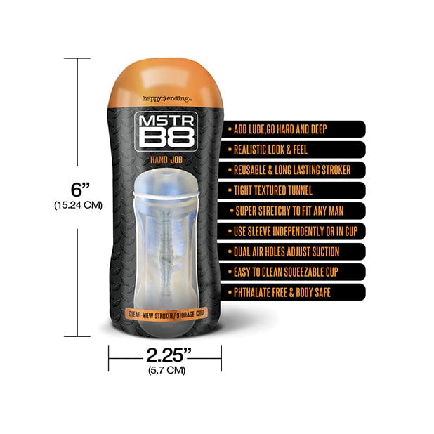 Happy Ending - MSTR B8 Hand Job Clear View Stroker Cup Masturbator (Clear) - Masturbator Soft Stroker (Non Vibration) Durio.sg