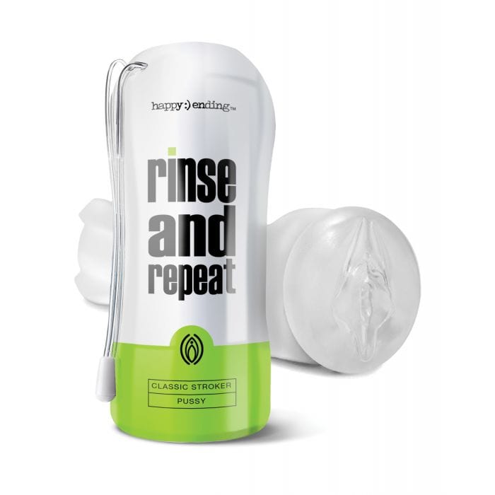 Happy Ending - Rinse and Repeat Classic Stroker Cup Masturbator Pussy (White) - Masturbator Soft Stroker (Vibration) Non Rechargeable Durio.sg