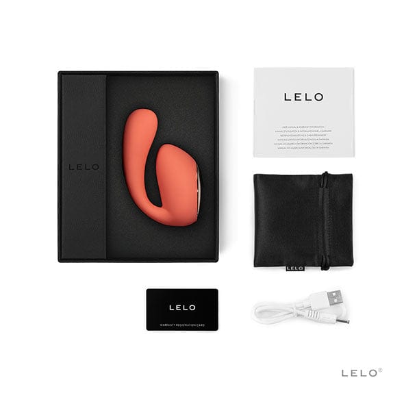 LELO - Ida Wave App-Controlled Dual Stimulation Massager Vibrator (Coral Red) - Couple's Massager (Vibration) Rechargeable Durio.sg
