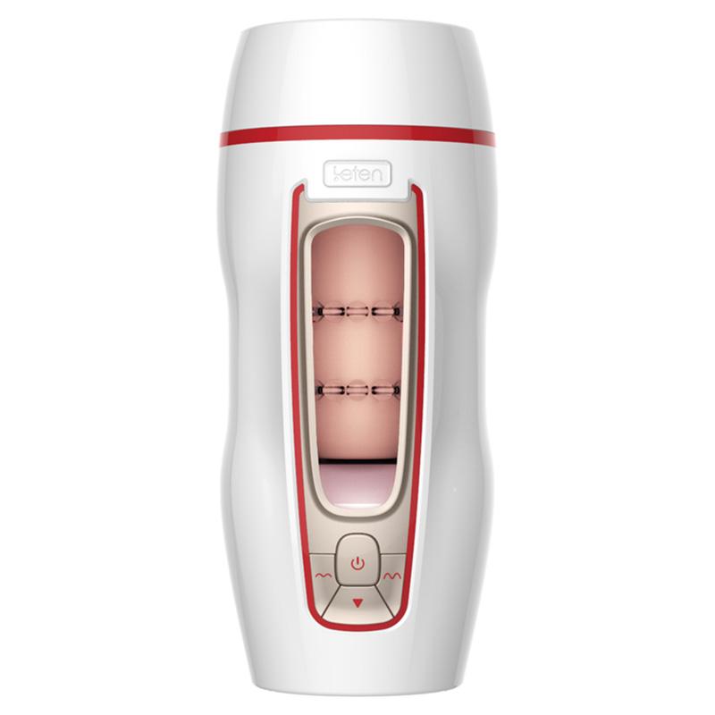 Leten - Automatic Thrusting Male Masturbator (White) - Masturbator Soft Stroker (Vibration) Rechargeable Durio.sg