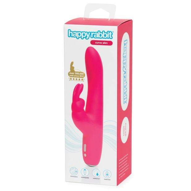 Love Honey - Happy Rabbit Curve Slimline Vibrator (Pink) - Rabbit Dildo (Vibration) Rechargeable Durio.sg