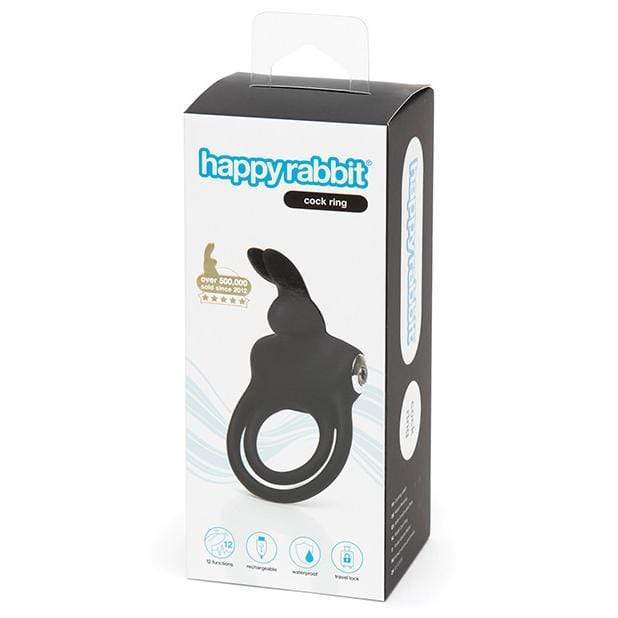 Love Honey - Happy Rabbit Rechargeable Love Ring (Black) - Silicone Cock Ring (Vibration) Rechargeable Durio.sg